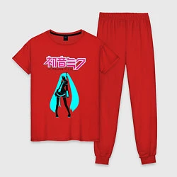 Пижама хлопковая женская Вокалоид Хацуне Мику, цвет: красный