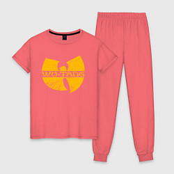 Пижама хлопковая женская Wu scratches logo, цвет: коралловый