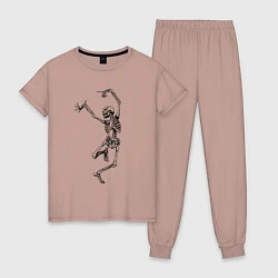 Пижама хлопковая женская Скелет и балет, цвет: пыльно-розовый