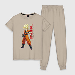 Пижама хлопковая женская Dragon Ball - Goky Son, цвет: миндальный