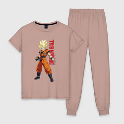 Пижама хлопковая женская Dragon Ball - Goky Son, цвет: пыльно-розовый