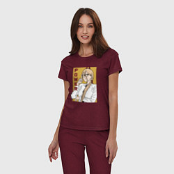 Пижама хлопковая женская Милая Пауэр, цвет: меланж-бордовый — фото 2
