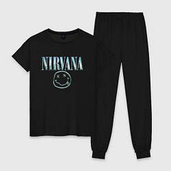 Пижама хлопковая женская Nirvana - смайлик, цвет: черный