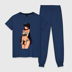 Пижама хлопковая женская Коми сан в купальнике, цвет: тёмно-синий