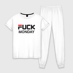 Пижама хлопковая женская Fuck monday, anti-brand, fila, цвет: белый