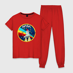Пижама хлопковая женская NASA - emblem - USA, цвет: красный
