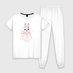 Пижама хлопковая женская Cute white rabbit, цвет: белый