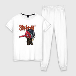 Пижама хлопковая женская Slipknot mask art, цвет: белый