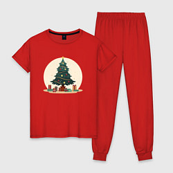 Пижама хлопковая женская Подарки под ёлкой, цвет: красный