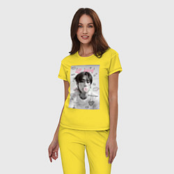Пижама хлопковая женская Lee Know Stray Kids, цвет: желтый — фото 2
