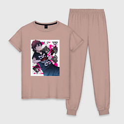 Пижама хлопковая женская Взгляд Кабанэ - Инцидент Кэмоно, цвет: пыльно-розовый