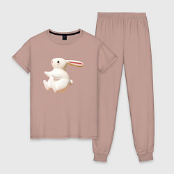Пижама хлопковая женская Большой белый кролик, цвет: пыльно-розовый