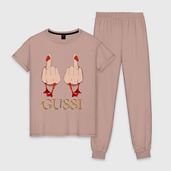 Пижама хлопковая женская Два весёлых гуся - GUSSI - Fashion 2055, цвет: пыльно-розовый