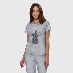 Пижама хлопковая женская Черный кролик Пикачу, цвет: меланж — фото 2