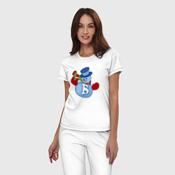 Пижама хлопковая женская Snowman BTC, цвет: белый — фото 2