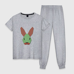 Пижама хлопковая женская Patchwork rabbit, цвет: меланж