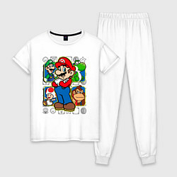 Пижама хлопковая женская Супер Марио, цвет: белый