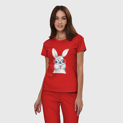 Пижама хлопковая женская Серый кролик, цвет: красный — фото 2