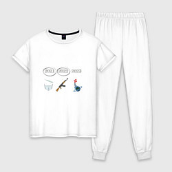 Пижама хлопковая женская События которы были в 2021 2022 2023 - С Новым Год, цвет: белый