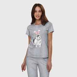 Пижама хлопковая женская Кролик Бендер - 2023, цвет: меланж — фото 2