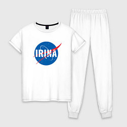 Пижама хлопковая женская Ирина в стиле NASA, цвет: белый