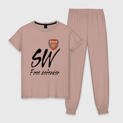 Пижама хлопковая женская Arsenal - sweeper - England - London, цвет: пыльно-розовый