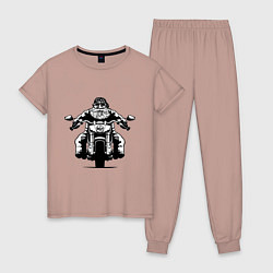 Пижама хлопковая женская Wide biker, цвет: пыльно-розовый