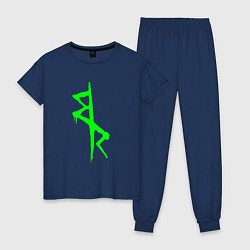 Пижама хлопковая женская Logotype - Cyberpunk: Edgerunners, цвет: тёмно-синий