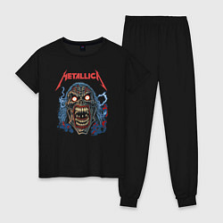 Пижама хлопковая женская Metallica skull, цвет: черный