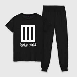 Пижама хлопковая женская Paramore логотип, цвет: черный
