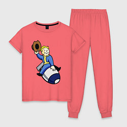Пижама хлопковая женская Vault boy - bomb rider, цвет: коралловый