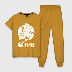 Пижама хлопковая женская Vault boy - join the vault tec, цвет: горчичный