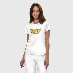 Пижама хлопковая женская Stardew Valley logo, цвет: белый — фото 2