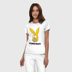 Пижама хлопковая женская Simpboy - rabbit Homer, цвет: белый — фото 2