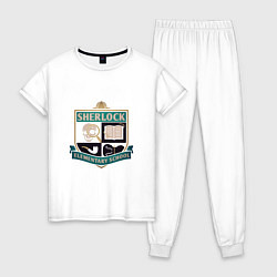 Пижама хлопковая женская Начальная школа Шерлока, цвет: белый
