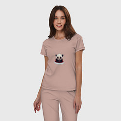 Пижама хлопковая женская Понурый панда, цвет: пыльно-розовый — фото 2