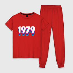 Пижама хлопковая женская Made in 1979 vintage art, цвет: красный