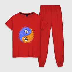 Пижама хлопковая женская Вода и огонь, цвет: красный