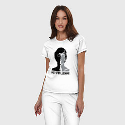 Пижама хлопковая женская Джон Леннон - портрет, цвет: белый — фото 2