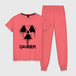 Пижама хлопковая женская Danger radiation symbol, цвет: коралловый