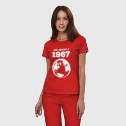 Пижама хлопковая женская На Земле с 1967 с краской на темном, цвет: красный — фото 2