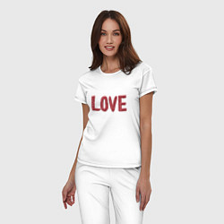 Пижама хлопковая женская Любовь из сердец, цвет: белый — фото 2