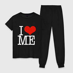 Пижама хлопковая женская I love me, цвет: черный