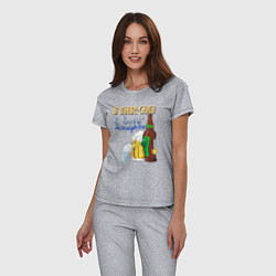Пижама хлопковая женская В пиве сила - в воде микробы, цвет: меланж — фото 2