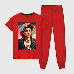 Пижама хлопковая женская Miami retro, цвет: красный