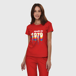 Пижама хлопковая женская Made in 1979 liquid art, цвет: красный — фото 2