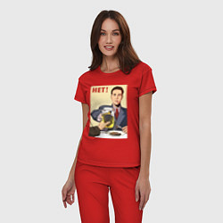 Пижама хлопковая женская Кротовуха советский плакат, цвет: красный — фото 2