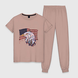 Пижама хлопковая женская American eagle, цвет: пыльно-розовый