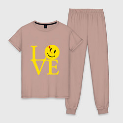 Пижама хлопковая женская Smile love, цвет: пыльно-розовый