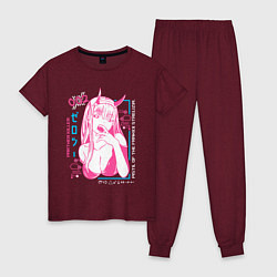 Пижама хлопковая женская Zero Two anime, цвет: меланж-бордовый